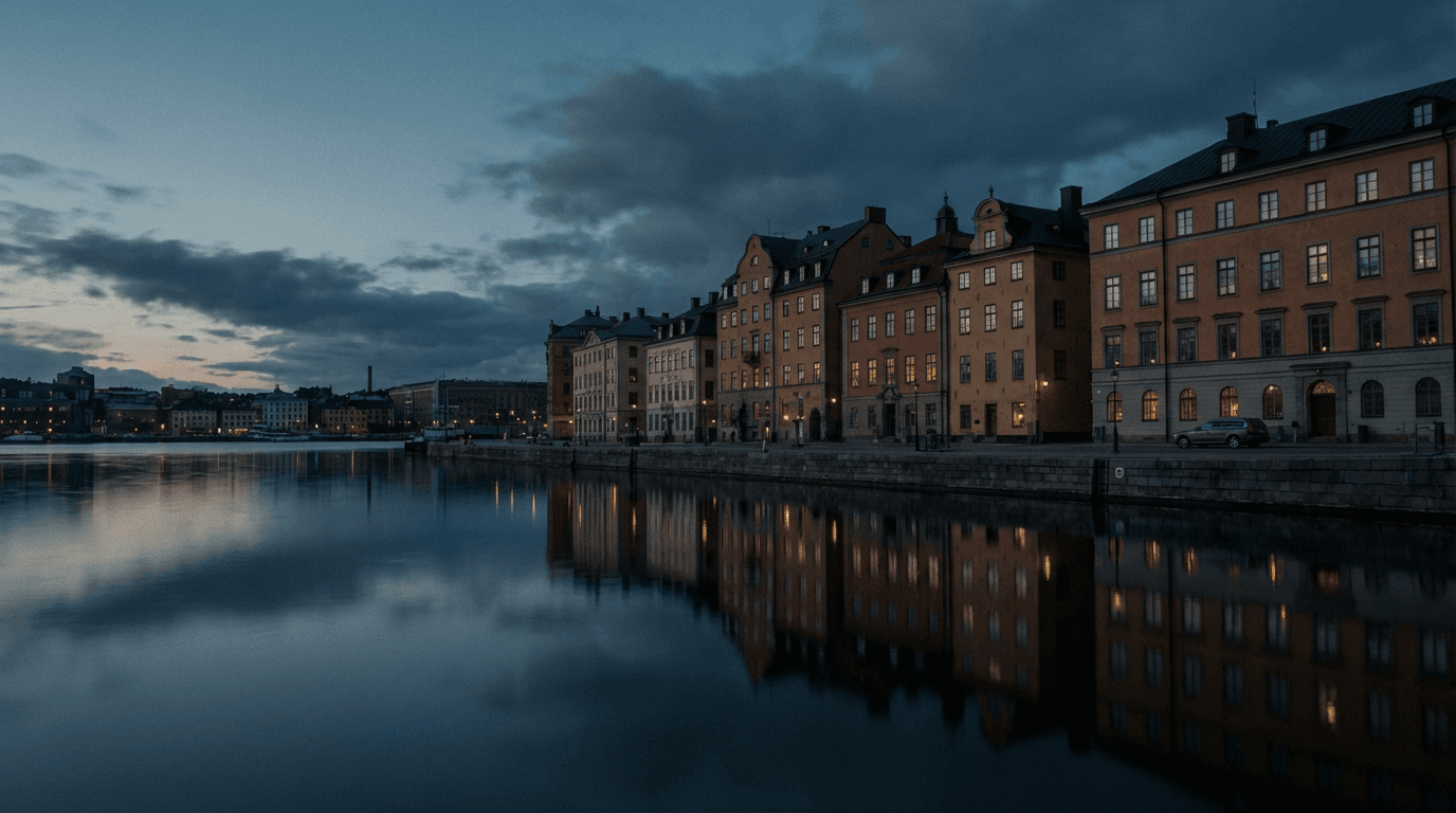 Stockholm waterfront at dusk