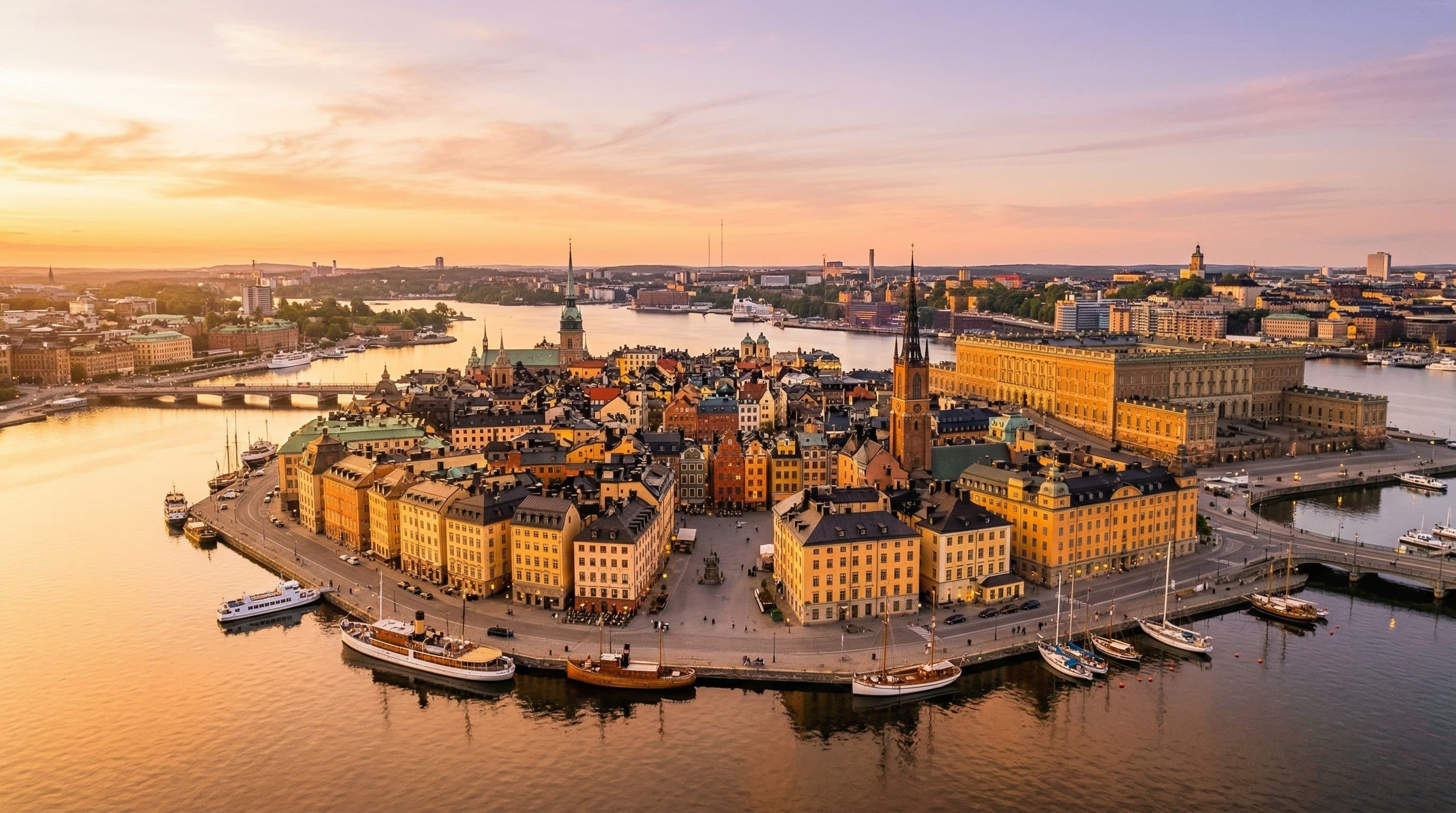 Stockholm waterfront at dusk
